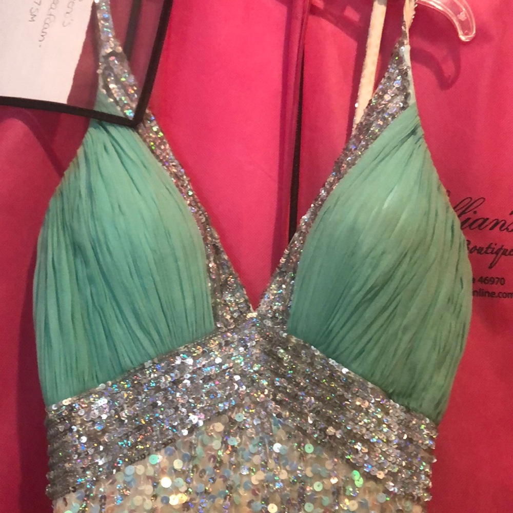Seafoam Mermaid Sequin Formal Gown - Picture 2 of 7